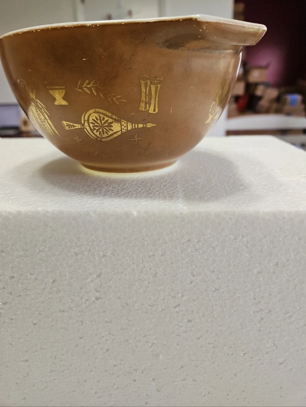 PYREX Vintage Early American Cindrella 1.5 Pint Brown & Gold Bowl #441